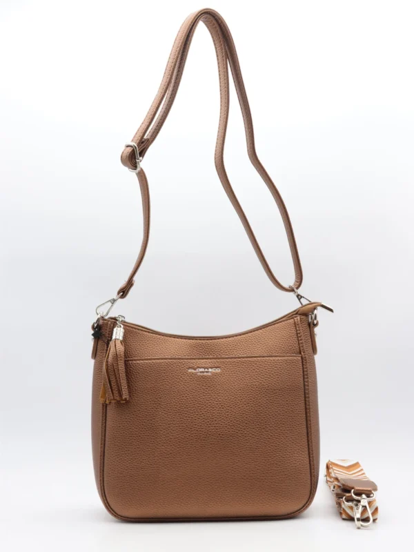 P410- Sac bandoulière Flora&Co - marron-metalise - sans-taille