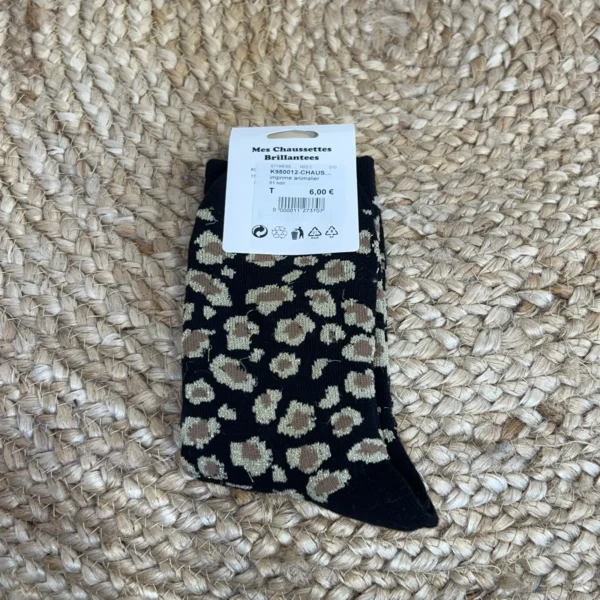 V308- Chaussettes "Léopard" - noir - taille-unique