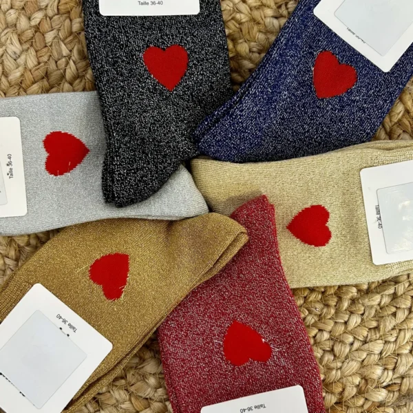 V310- Chaussettes "Coeur Rouge ❤️" - rouge - taille-unique