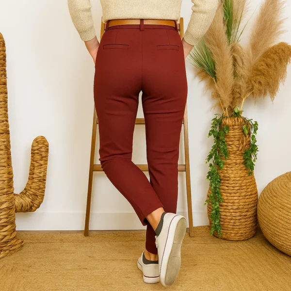 L799- Pantalon Stretch (T36-T46) - bordeaux - 50