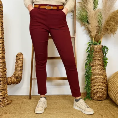 L799- Pantalon Stretch (T36-T46) - bordeaux - 50