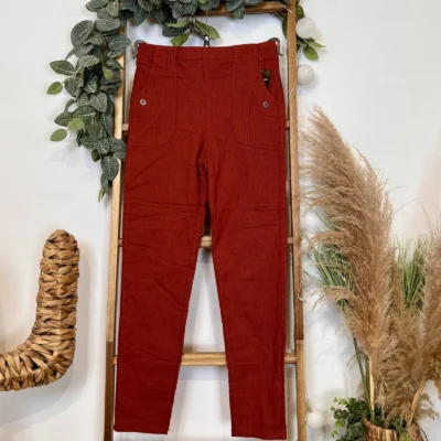T546- Pantalon Confort Chaud Côtelé (T38-T52) - rouille - 56
