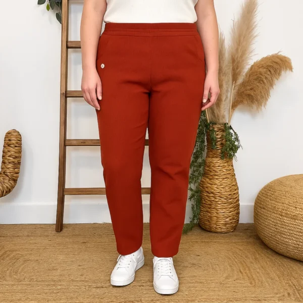 T546- Pantalon Confort Chaud Côtelé (T38-T52) - rouille - 56