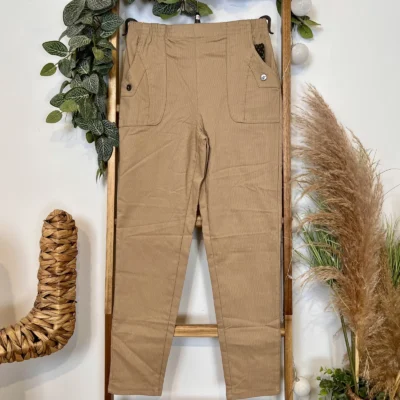 T546- Pantalon Confort Chaud Côtelé (T38-T52) - beige - 58