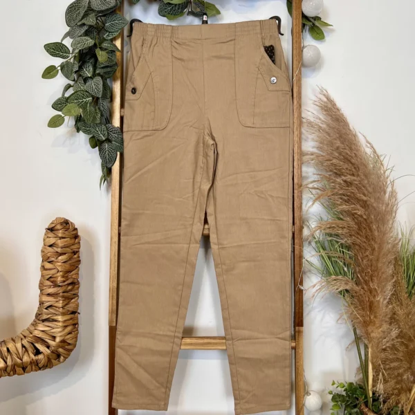 T546- Pantalon Confort Chaud Côtelé (T38-T52) - beige - 58