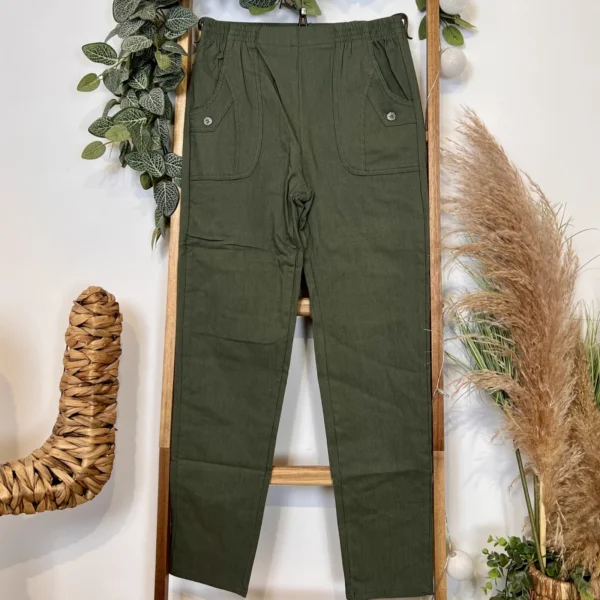 T546- Pantalon Confort Chaud Côtelé (T38-T52) - kaki - 56