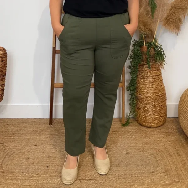 T546- Pantalon Confort Chaud Côtelé (T38-T52) - kaki - 56