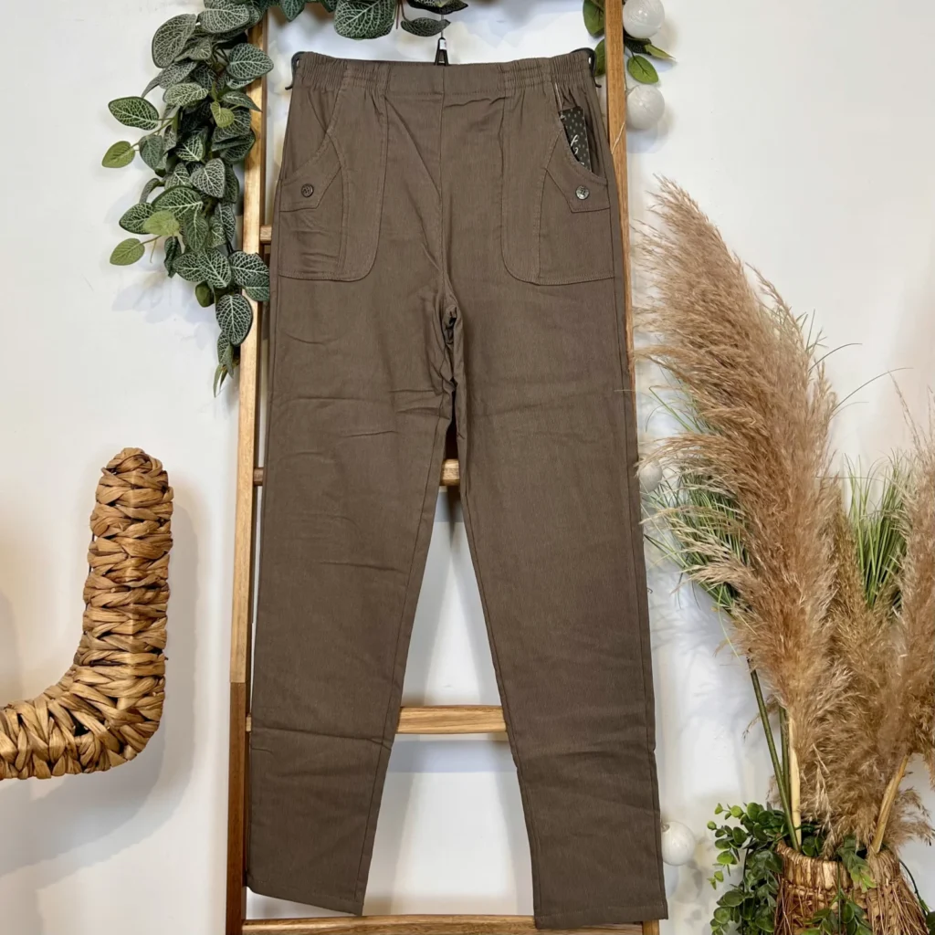 T546- Pantalon Confort Chaud Côtelé (T38-T52) - taupe - 56