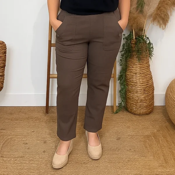 T546- Pantalon Confort Chaud Côtelé (T38-T52) - taupe - 56