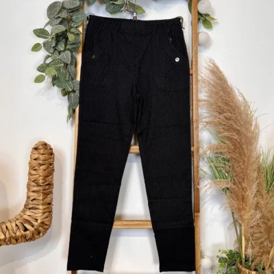 T546- Pantalon Confort Chaud Côtelé (T38-T52) - noir - 56