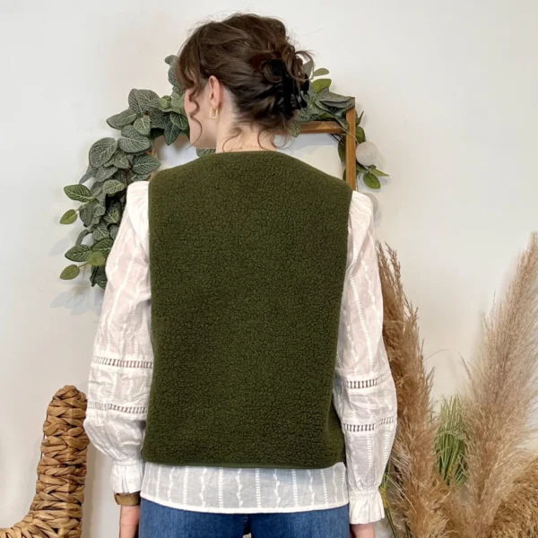 I884- Gilet sans manche moutonné (T36-T40) - kaki - 38