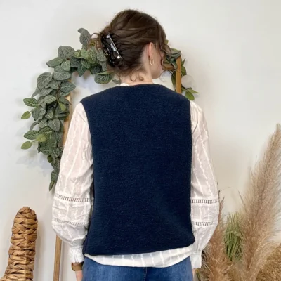 I884- Gilet sans manche moutonné (T36-T40) - marine - 38