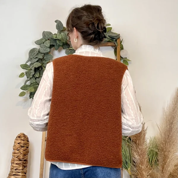 I884- Gilet sans manche moutonné (T36-T40) - rouille - 38