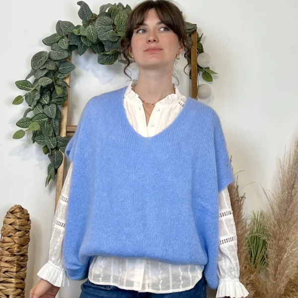 Z115- Pull Mohair (Tu) 🇮🇹 - bleu-ciel - taille-unique-grande-taille