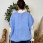 Pull femme col V maille douce « Tendance » - bleu-ciel - taille-unique-grande-taille