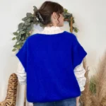 Pull femme col V maille douce « Tendance » - bleu-royal - taille-unique-grande-taille