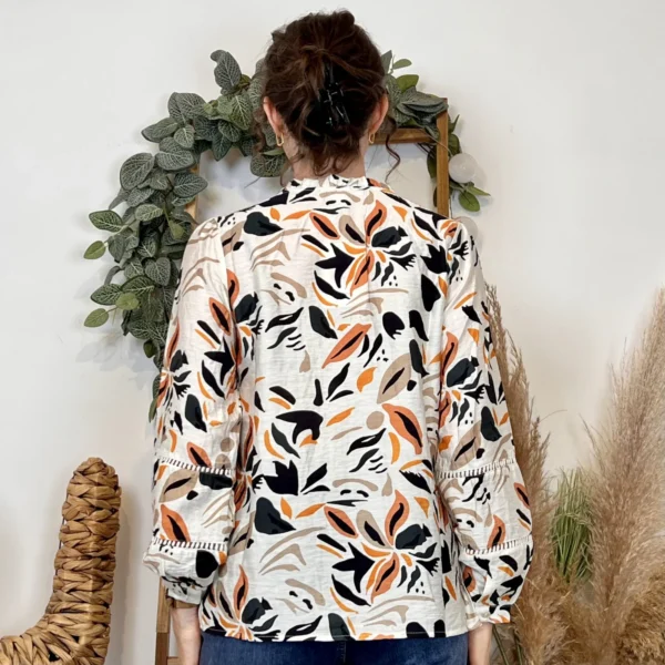 K053- Chemise imprimée feuillage (T36-T40) - beige - 38