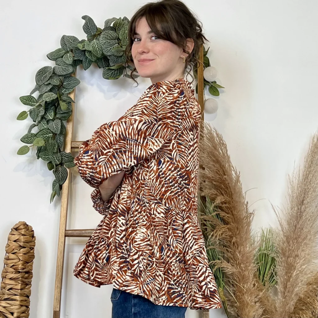 K040- Blouse By.One “Tendance” (T36-T38) - marron - 40