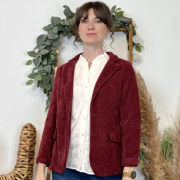 K043- Blazer pailleté (T38-T44) - bordeaux - 44