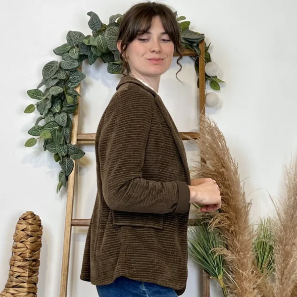 K043- Blazer pailleté (T38-T44) - marron - 44