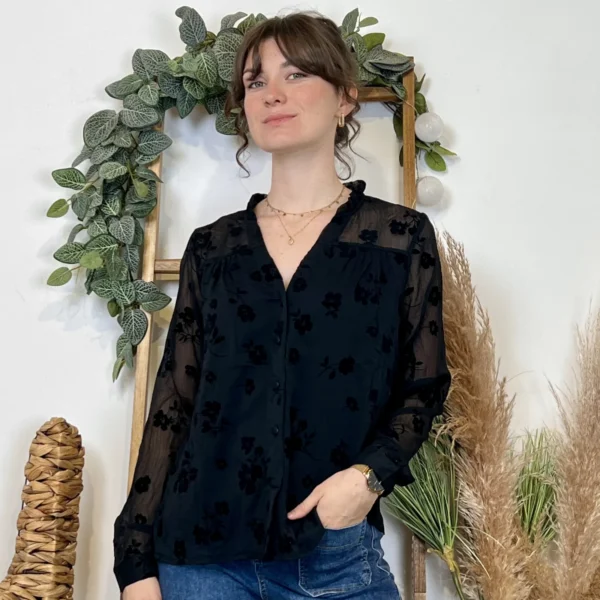 K086- Blouse Fluide "Maëlle" (T36-T40) - noir - 40