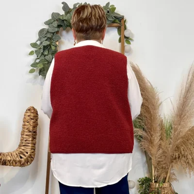 J914- Gilet sans manche moutonné (T40-T48) - bordeaux - 48