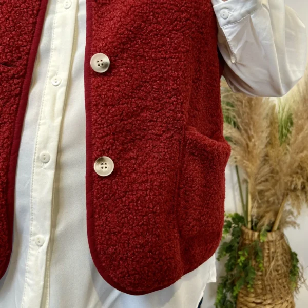 J914- Gilet sans manche moutonné (T40-T48) - bordeaux - 48