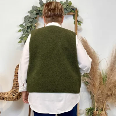 J914- Gilet sans manche moutonné (T40-T48) - kaki - 48
