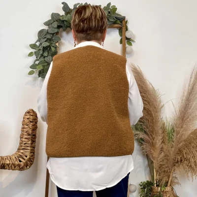 J914- Gilet sans manche moutonné (T40-T48) - camel - 48