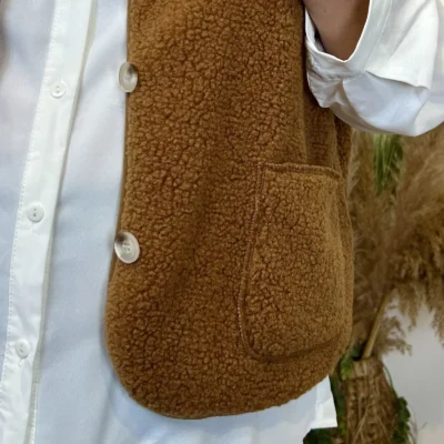 J914- Gilet sans manche moutonné (T40-T48) - camel - 48