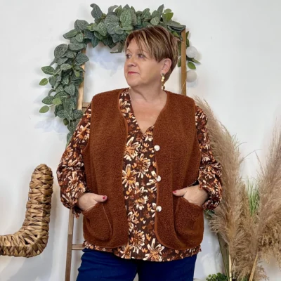 J914- Gilet sans manche moutonné (T40-T48) - rouille - 48