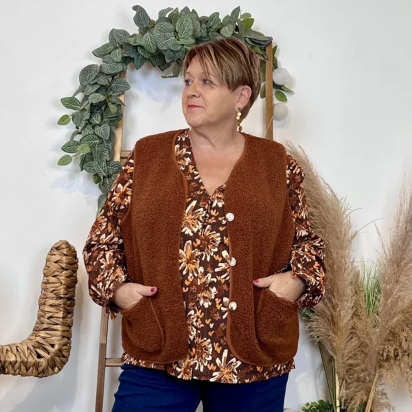 J914- Gilet sans manche moutonné (T40-T48) - rouille - 48