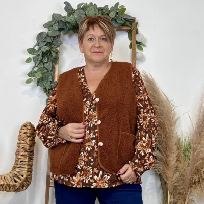 J914- Gilet sans manche moutonné (T40-T48) - rouille - 48