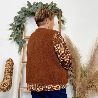 J914- Gilet sans manche moutonné (T40-T48) - rouille - 48