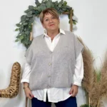 Gilet femme maille douce oversize col V - gris - taille-unique-grande-taille