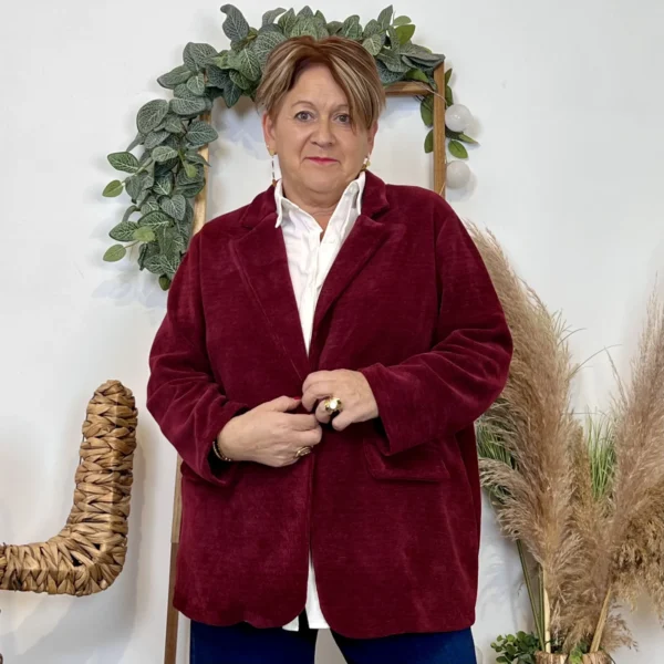 K981- Veste en velours (Gt) 🇮🇹 - bordeaux - taille-unique-grande-taille