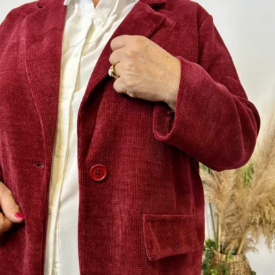 K981- Veste en velours (Gt) 🇮🇹 - bordeaux - taille-unique-grande-taille