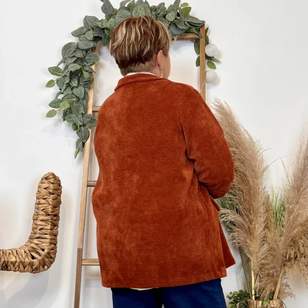 K981- Veste en velours (Gt) 🇮🇹 - rouille - taille-unique-grande-taille