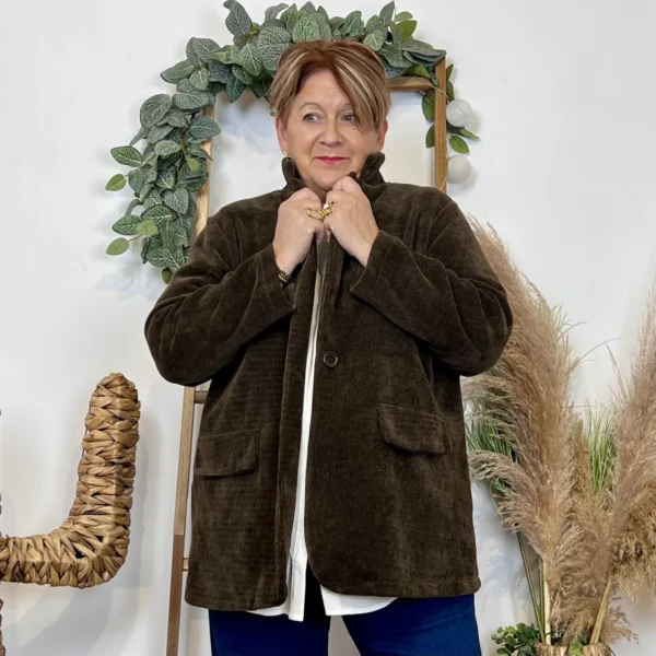 K981- Veste en velours (Gt) 🇮🇹 - marron - taille-unique-grande-taille