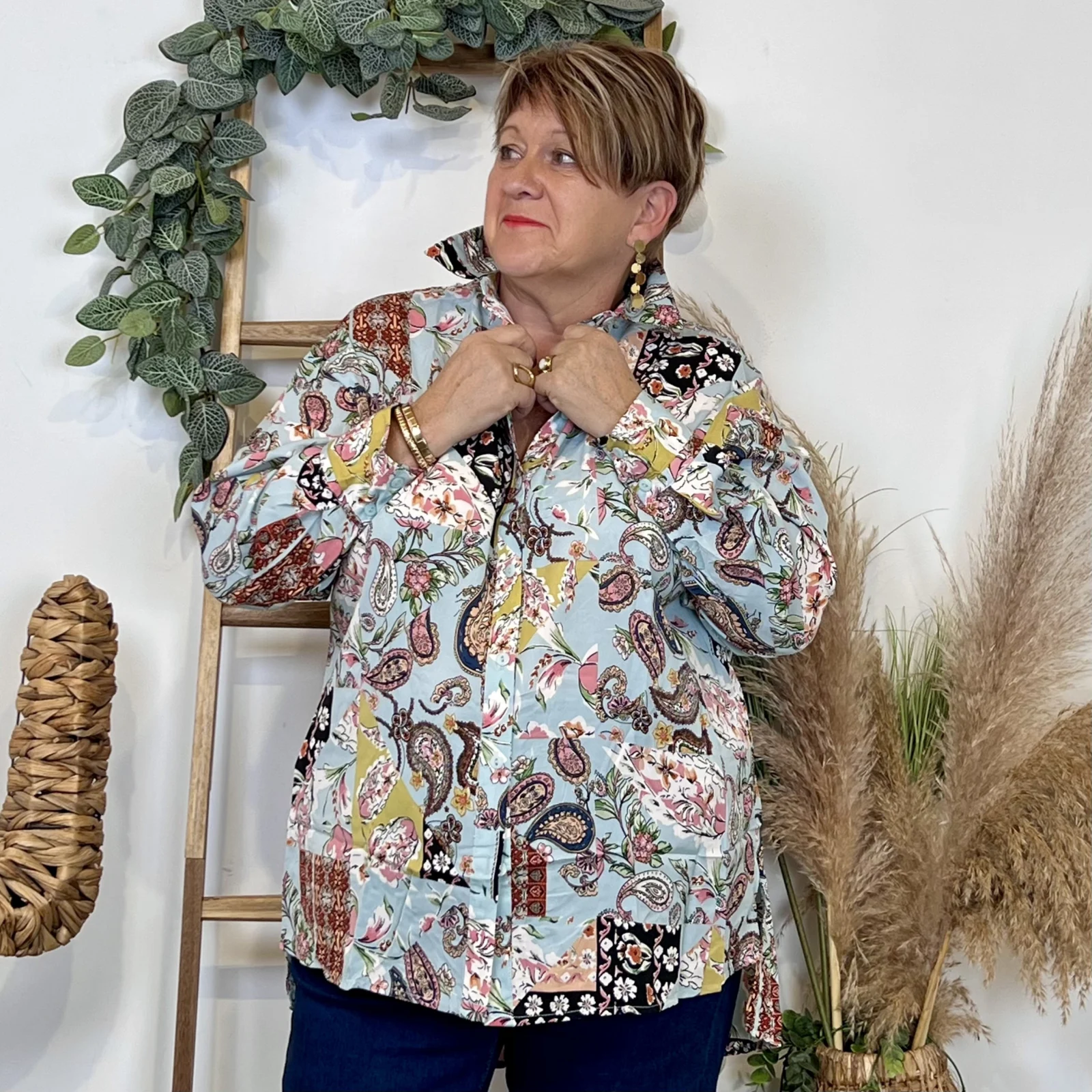 Z129- Blouse Christy « Peinture » (T44-T52) - multicolore - 52