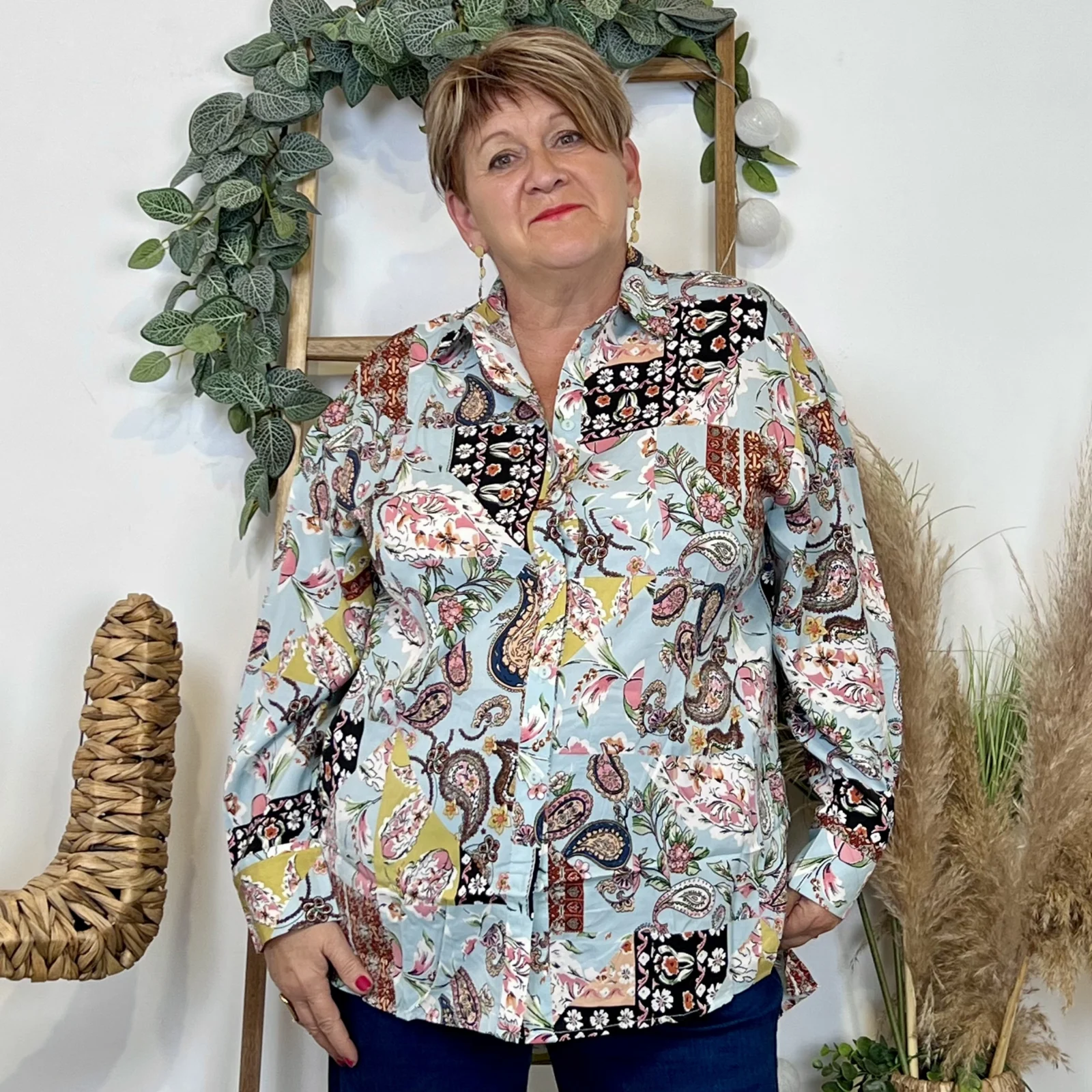 Z129- Blouse Christy « Peinture » (T44-T52) - multicolore - 52