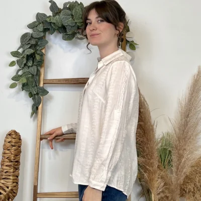 K032- Chemise fantaise By One (T36-T40) - blanc - 38