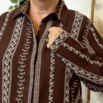 J942 - Chemise fantaise By One (T40-T48) - marron - 48