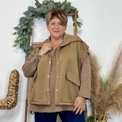 K985 - Veste sans manches "C'Mélodie" - camel - taille-unique-grande-taille