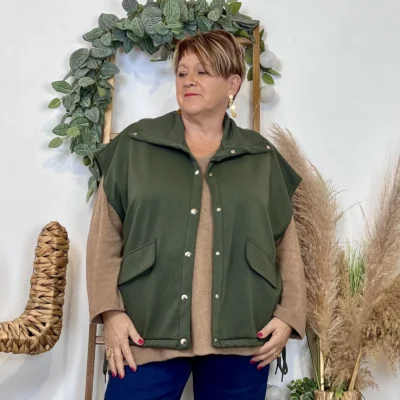 K985 - Veste sans manches "C'Mélodie" - kaki - taille-unique-grande-taille