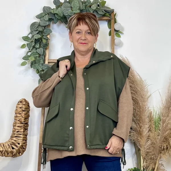K985 - Veste sans manches "C'Mélodie" - kaki - taille-unique-grande-taille