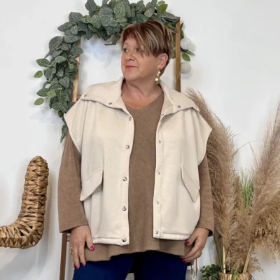 K985 - Veste sans manches "C'Mélodie" - ecru - taille-unique-grande-taille