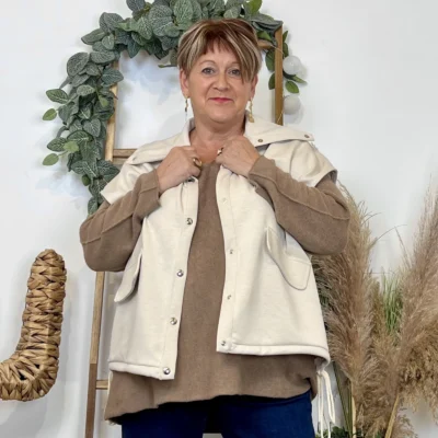 K985 - Veste sans manches "C'Mélodie" - ecru - taille-unique-grande-taille