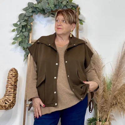 K985 - Veste sans manches "C'Mélodie" - marron - taille-unique-grande-taille