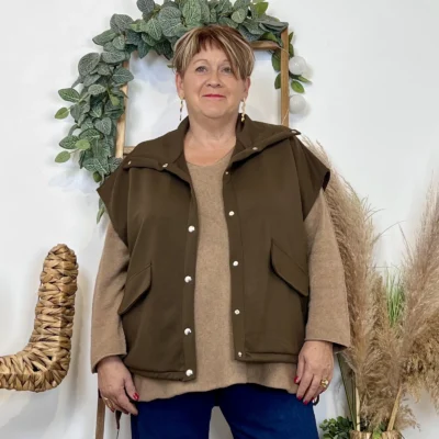 K985 - Veste sans manches "C'Mélodie" - marron - taille-unique-grande-taille